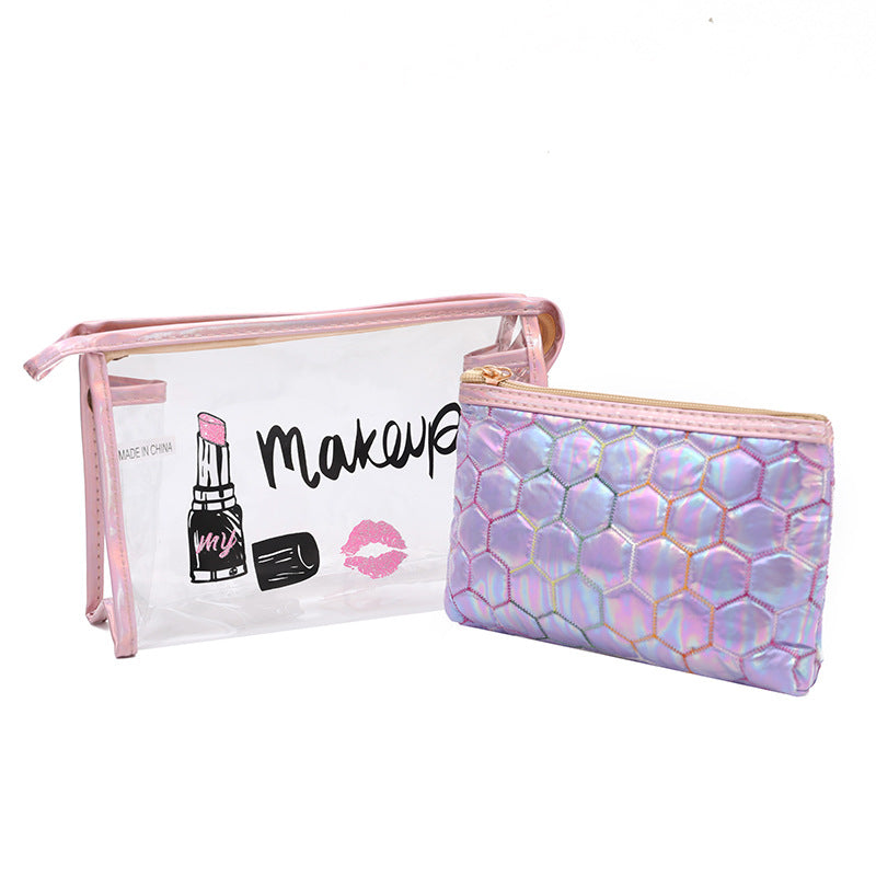Wholesale Football Pattern Storage Bags, Travel PVC Two-piece Makeup Bags, Transparent Makeup Bags